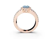 Oval Halo Split Shank Engagement Ring Setting for a Fancy Blue Lab-Grown Diamond | Rose Gold