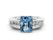 Radiant Cut 5 Stone Engagement Ring Setting for a Fancy Blue Lab-Grown Diamond | White Gold