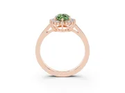 Fancy Green Marquise Cut Diamond Halo Ring Set in Rose gold with Round Halo and Smooth Solitaire Band