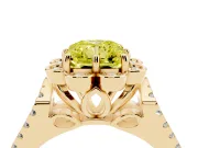 Radiant Cut Floral Halo Engagement Ring Setting for a Fancy Yellow Lab-Grown Diamond | Pavé Split Shank | Yellow Gold