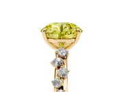 Fancy Yellow Round Cut Diamond Cluster Solitaire Ring Set in Yellow gold with Prong Setting