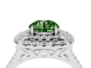 Round Halo Split Shank Engagement Ring Setting for a Fancy Green Lab-Grown Diamond | Pavé Strands | Sterling Silver
