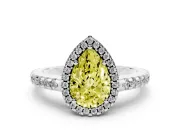 Pear-Shaped Pave Halo Engagement Ring Setting for a Fancy Yellow Lab-Grown Diamond | Platinum