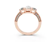 Pear-Shaped Vintage Three Stone Engagement Ring Setting | Graduated Milgrain Pave | Rose Gold