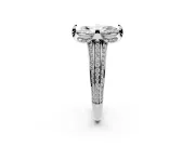 Marquise Cut Diamond Pavé Split Shank Solitaire Ring Set in Silver with Prong Setting