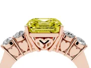 Asscher Cut 5 Stone Engagement Ring Setting for a Fancy Yellow Lab-Grown Diamond | Rose Gold
