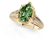 Pear-Shaped Hidden Halo Engagement Ring Setting for a Fancy Green Lab-Grown Diamond | Triple Row Pavé Band | Yellow Gold