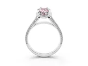 Fancy Pink Pear Cut Diamond Pavé Split Shank Solitaire Ring Set in Silver with Prong Setting