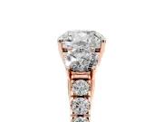 Cushion Cut Three Stone Engagement Ring Setting | Rose Gold