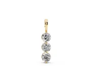 Round Lab-Grown Diamond Three-Stone Drop Pendant Necklace | Plain Bail | Yellow Gold