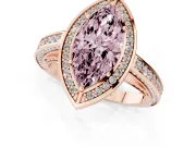 Marquise Sectioned Halo Engagement Ring Setting for a Fancy Pink Lab-Grown Diamond | Rose Gold