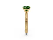 Fancy Green Radiant Cut Diamond Solitaire Milgrain Engraved Band Set in Yellow gold with Prong Setting