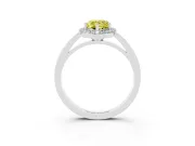 Fancy Yellow Pear Cut Diamond Halo Ring Set in Silver with Solitaire Band and Prong Setting