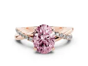 Oval Twist Engagement Ring Setting for a Fancy Pink Lab-Grown Diamond | Crossover Band | Rose Gold