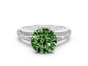 Round Split Shank Engagement Ring Setting for a Fancy Green Lab-Grown Diamond | Pave Band | Sterling Silver