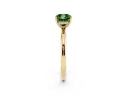 Fancy Green Cushion Cut Diamond Solitaire Ring Set in Yellow gold with Thin Band and Prong Setting