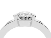 Emerald Cut Tension Style Engagement Ring Setting | Flush Set Accents | Platinum