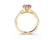 Heart-Shaped Leaf Pavé Engagement Ring Setting for a Fancy Pink Lab-Grown Diamond | Yellow Gold