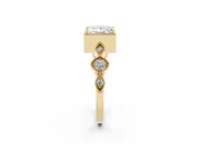 Princess Cut Vintage Milgrain Engagement Ring Setting | Marquise and Square Stations | Yellow Gold