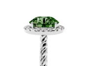 Round Rope Halo Engagement Ring Setting for a Fancy Green Lab-Grown Diamond | Sterling Silver