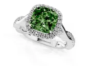 Cushion Cut Twist Halo Engagement Ring Setting for a Fancy Green Lab-Grown Diamond | Platinum