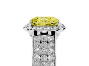 Radiant Cut Pavé Engagement Ring Setting for a Fancy Yellow Lab-Grown Diamond | Wide Three-Row Band | Sterling Silver