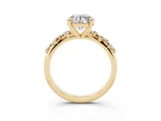 Round Graduated Accent Engagement Ring Setting | Scattered Shoulders | Yellow Gold