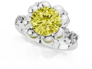 Round Floral Engagement Ring Setting for a Fancy Yellow Lab-Grown Diamond | Petal Frame | Platinum