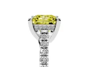 Princess Cut Hidden Halo Pave Engagement Ring Setting for a Fancy Yellow Lab-Grown Diamond | Claw Prongs | White Gold