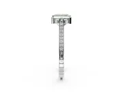 Princess Cut Vintage Cathedral Engagement Ring Setting for a Fancy Green Lab-Grown Diamond | Carved Band | Platinum