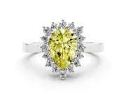 Pear-Shaped Scalloped Halo Engagement Ring Setting for a Fancy Yellow Lab-Grown Diamond | Sterling Silver