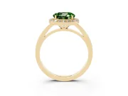 Round Thin Halo Low Profile Engagement Ring Setting for a Fancy Green Lab-Grown Diamond | Slim Plain Band | Yellow Gold