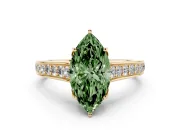 Marquise Graduated Pavé Engagement Ring Setting for a Fancy Green Lab-Grown Diamond | Yellow Gold