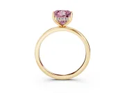 Fancy Pink Princess Cut Diamond Solitaire Engagement Ring Set in Yellow gold with Prong Setting and Polished Band