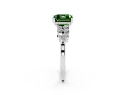 Fancy Green Asscher Cut Diamond Cluster Engagement Ring Set in White gold with Pavé Band and Prong Setting