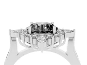Round Cluster Halo Engagement Ring Setting for a Black Center | Platinum