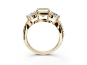 Asscher Cut Three Stone Engagement Ring Setting for a Fancy Yellow Lab-Grown Diamond | Tapered Pave Band | Yellow Gold