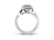 Princess Cut Halo Pavé Engagement Ring Setting for a Fancy Green Lab-Grown Diamond | Narrow Split Shank | White Gold