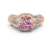 Heart-Shaped Vintage Milgrain Engagement Ring Setting for a Fancy Pink Lab-Grown Diamond | Hidden Halo | Rose Gold