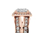 Asscher Cut Halo Engagement Ring Setting | Two-Row Pave Split Shank | Rose Gold