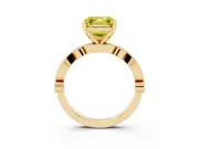 Fancy Yellow Asscher Cut Diamond Solitaire Engagement Ring Set in Yellow gold with Milgrain Bezel Accent Band