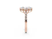 Marquise Hidden Halo Solitaire Engagement Ring Setting | Shared Prong Band | Rose Gold