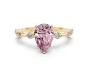 Pear-Shaped Bar Set Engagement Ring Setting for a Fancy Pink Lab-Grown Diamond | Yellow Gold