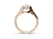 Pear-Shaped Vintage Cathedral Engagement Ring Setting | Carved Band | Rose Gold