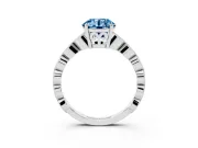 Fancy Blue Round Cut Diamond Solitaire Ring Set in Platinum with Infinity Twist Pavé Band