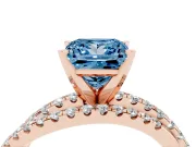Fancy Blue Princess Cut Diamond Solitaire Twist Band Ring Set in Rose gold with Pavé Setting and Prong Head