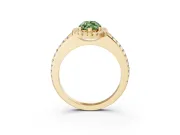 Marquise Pave Halo Engagement Ring Setting for a Fancy Green Lab-Grown Diamond | Pave Band | Yellow Gold