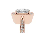 Radiant Cut Vintage Milgrain Halo Engagement Ring Setting | Side Stones and Pave | Rose Gold
