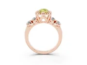 Marquise Floral Engagement Ring Setting for a Fancy Yellow Lab-Grown Diamond | Petal Frame and Side Stones | Rose Gold