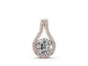 Round Lab-Grown Diamond Teardrop Halo Pendant Necklace | Split Pavé Bail | Rose Gold